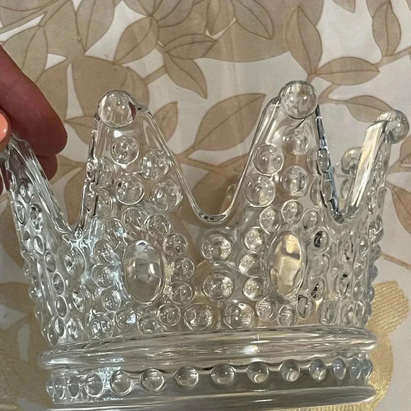PRINCESS  CROWN  GLASS / Cristal Candy Cookies DISH/ Vase - Picture 3 of 6